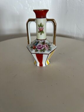 Heiko China Occupies Japan Dual-Handled Mini Vase with Floral Motif - Vintage